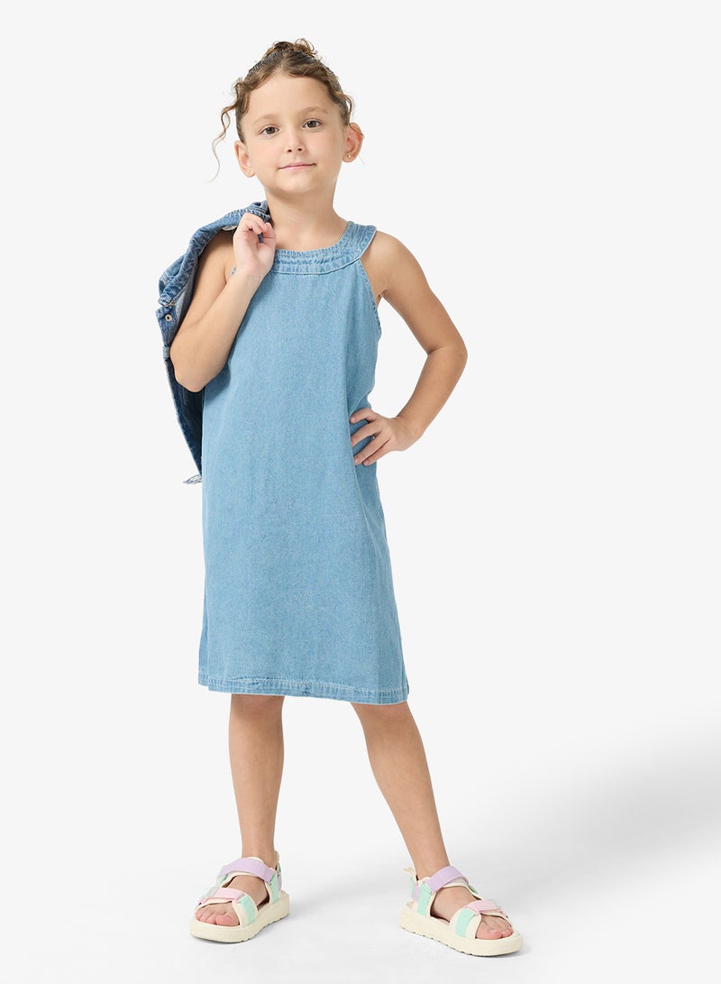 Pinata Halter Denim Summer Dress - Image 4